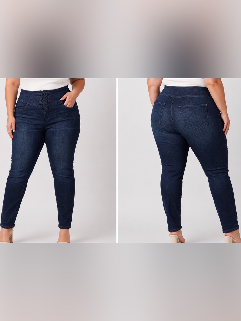 Express Jeans Women’s 16 Reg Lace Up Legging Blue Dark Wash High Rise Skinny